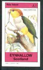 Eynhallow 1982 Parrots #02 imperf souvenir sheet (£1 value) unmounted mint, stamps on birds     parrots