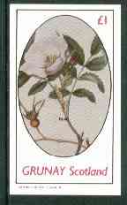 Grunay 1982 Flowers #14 (Rose) imperf souvenir sheet (£1 value) unmounted mint, stamps on flowers, stamps on roses