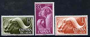 Rio Muni 1962 Stamp Day set of 3 unmounted mint, SG 32-34*, stamps on animals     buffalo      gorilla    apes    bovine