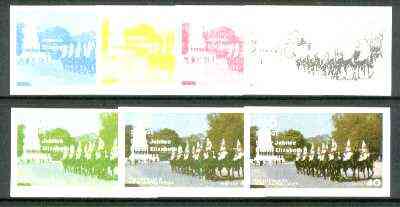 Iso - Sweden 1977 Silver Jubilee (London Scenes) 40 value (Horseguards) set of 7 imperf progressive colour proofs comprising the 4 individual colours plus 2, 3 and all 4-colour composites unmounted mint, stamps on royalty, stamps on silver jubilee, stamps on london, stamps on militaria, stamps on horses, stamps on  iso , stamps on 
