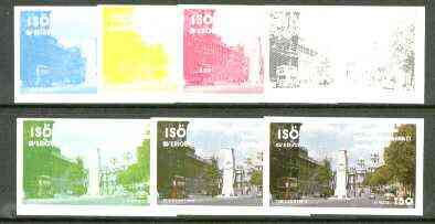 Iso - Sweden 1977 Silver Jubilee (London Scenes) 150 value (Cenotaph) set of 7 imperf progressive colour proofs comprising the 4 individual colours plus 2, 3 and all 4-co..., stamps on royalty, stamps on silver jubilee, stamps on london, stamps on death, stamps on buses, stamps on  iso , stamps on 
