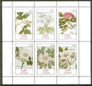 Staffa 1982 Plants #03 (Raspberry, Pear Tree & Roses x 4) perf  set of 6 values unmounted mint, stamps on , stamps on  stamps on flowers, stamps on fruit, stamps on roses