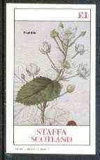Staffa 1982 Plants #03 (Bramble) imperf  souvenir sheet (£1 value) unmounted mint, stamps on flowers, stamps on fruit    