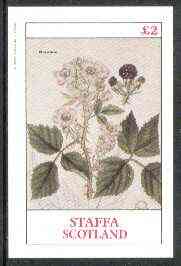 Staffa 1982 Plants #03 (Bramble) imperf  deluxe sheet (£2 value) unmounted mint, stamps on flowers, stamps on fruit    