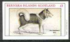 Bernera 1982 Dogs (Eskimo Dog) imperf souvenir sheet (Â£1 value) unmounted mint, stamps on animals, stamps on dogs