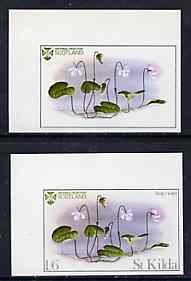 St Kilda 1969 Flowers 1s6d (Bog Violet) imperf single with grey omitted (St Kilda, imprint & value) plus imperf normal unmounted mint, stamps on , stamps on  stamps on flowers        