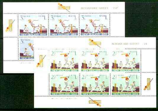 New Zealand 1969 Health - Cricket set of 2 m/sheets unmounted mint SG MS 902, stamps on , stamps on  stamps on children, stamps on cricket, stamps on sport