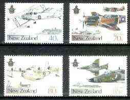 New Zealand 1987 50th Anniversary of Royal New Zealand Air Force set of 4 unmounted mint, SG 1423-26*, stamps on , stamps on  stamps on aviation, stamps on short, stamps on douglas, stamps on avro, stamps on curtiss, stamps on flying boat, stamps on  stamps on  raf , stamps on  stamps on 