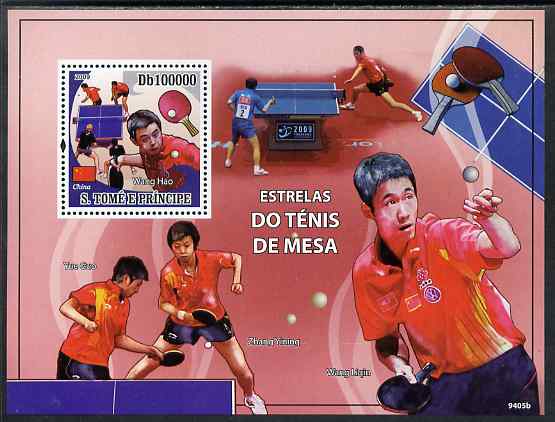 St Thomas & Prince Islands 2009 Table Tennis Stars perf s/sheet unmounted mint, stamps on , stamps on  stamps on personalites, stamps on  stamps on sport, stamps on  stamps on table tennis