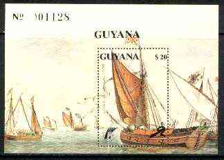 Guyana 1990 Early Sailing Ships $20 m/sheet unmounted mint, Sc #2358, stamps on , stamps on  stamps on ships