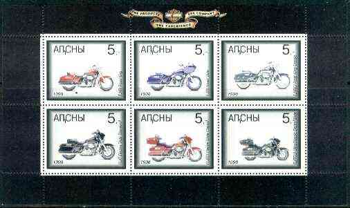 Abkhazia 1998 Harley Davidson Motorbikes sheetlet containing complete set of 6 values unmounted mint