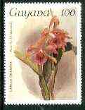 Guyana 1985-89 Orchids Series 2 plate 33 (Sanders' Reichenbachia) 100c unmounted mint, unlisted by SG without surcharge*, stamps on orchids, stamps on flowers