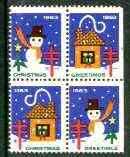 Cinderella - United States 1963 Christmas TB Seal se-tenant block of 4 unmounted mint, stamps on , stamps on  stamps on cinderella, stamps on christmas, stamps on tb, stamps on diseases