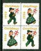 Cinderella - United States 1956 Christmas TB Seal se-tenant block of 4 unmounted mint, stamps on , stamps on  stamps on cinderella, stamps on christmas, stamps on tb, stamps on diseases