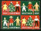 Cinderella - United States 1954 Christmas TB Seal se-tenant block of 4 unmounted mint, stamps on cinderella, stamps on christmas, stamps on tb, stamps on diseases