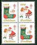 Cinderella - United States 1964 Christmas TB Seal se-tenant block of 4 unmounted mint, stamps on cinderella, stamps on christmas, stamps on tb, stamps on diseases