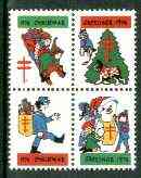 Cinderella - United States 1974 Christmas Lung Association Seal se-tenant block of 4 unmounted mint, stamps on , stamps on  stamps on cinderella, stamps on christmas, stamps on diseases, stamps on medical