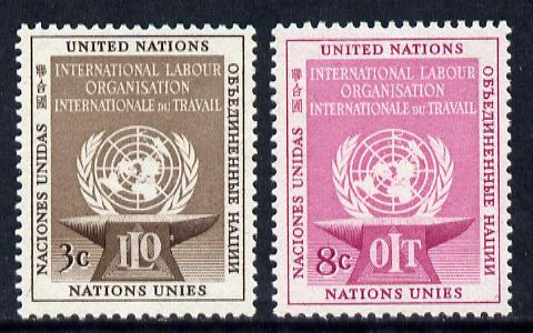 United Nations (NY) 1954 ILO set of 2 unmounted mint (SG 25-26), stamps on , stamps on  stamps on united-nations