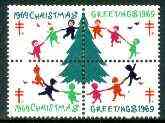 Cinderella - United States 1969 Christmas TB Seal se-tenant block of 4 unmounted mint, stamps on , stamps on  stamps on cinderella, stamps on christmas, stamps on tb, stamps on diseases