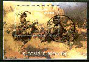 St Thomas & Prince Islands 1999 Wild West m/sheet fine cto used, stamps on americana, stamps on horses, stamps on indians, stamps on cultures, stamps on wild west