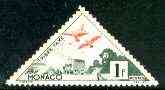 Monaco 1953 Postage Due 1c Pigeons being released unmounted mint triangular, SG D478, stamps on birds, stamps on pigeons, stamps on triangulars