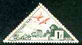 Monaco 1953 Postage Due 1c Pigeons being released unmounted mint triangular, SG D478, stamps on , stamps on  stamps on birds, stamps on pigeons, stamps on triangulars