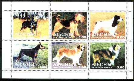 Abkhazia 1999 Dogs perf sheetlet containing set of 6 values unmounted mint, stamps on , stamps on  stamps on dogs