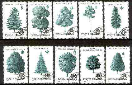 Rumania 1994 Trees complete set of 10 very fine cds used, SG 5615-24, Mi 4982-91*, stamps on , stamps on  stamps on trees