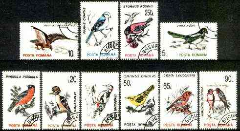 Rumania 1993 Birds set of 10 fine cds used, SG 5510-19, Mi 4875-86*, stamps on , stamps on  stamps on birds, stamps on magpie, stamps on eagle, stamps on birds of prey, stamps on bullfinch, stamps on hoopoe, stamps on woodpecker, stamps on oriole, stamps on crossbill, stamps on swallow, stamps on tit, stamps on starling