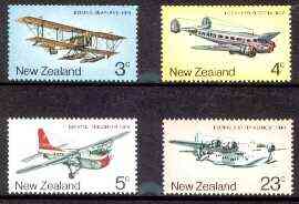 New Zealand 1974 History of NZ Airmail Transport set of 4 unmounted mint, SG 1050-53, stamps on aviation, stamps on boeing, stamps on lockheed, stamps on bristol, stamps on short
