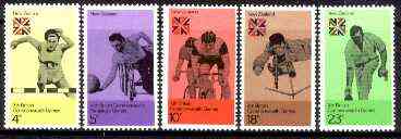 New Zealand 1974 10th Commonwealth Games set of 5 unmounted mint, SG 1041-45*, stamps on sport, stamps on hurdles, stamps on disabled, stamps on bicycles, stamps on rifles, stamps on shooting, stamps on bowls
