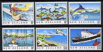 New Zealand 1989 NZ Heritage - 3rd issue - The Sea perf set of 6 unmounted mint, SG 1524-29, stamps on , stamps on  stamps on ships, stamps on fish, stamps on fishing, stamps on wind surfing