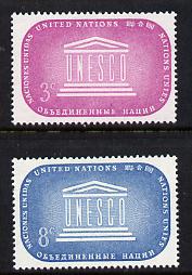 United Nations (NY) 1955 UNESCO set of 2 unmounted mint (SG 33-34), stamps on , stamps on  stamps on unesco, stamps on united-nations