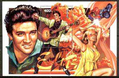 Mongolia 1995 Elvis 400f m/sheet (Elvis playing Guitar) unmounted mint Sc #2231, stamps on music, stamps on personalities, stamps on elvis, stamps on entertainments, stamps on films, stamps on cinema, stamps on guitar, stamps on musical instruments