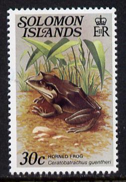 Solomon Islands 1979 Horned Frog 30c (without imprint) unmounted mint, from Reptiles def set SG 398A, stamps on animals, stamps on amphibians, stamps on frogs