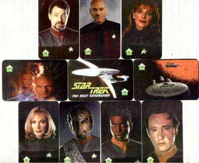 Telephone Card - Star Trek - Next Generation set of 10 phone cards (2 x A31, 2 x A32, 2 x A35, A310, A315 & 2 x A320), stamps on , stamps on  stamps on films, stamps on sci-fi, stamps on cinema