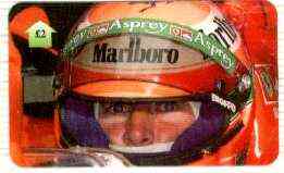 Telephone Card - Eddie Irvine £2 phone card (close up in cockpit) Limited Edition of just 500 cards, stamps on personalities, stamps on racing cars, stamps on motor sport