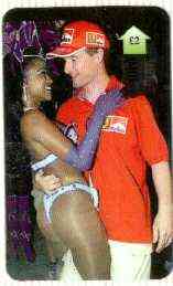 Telephone Card - Eddie Irvine 2 phone card (Eddie with model girl) Limited Edition of just 500 cards, stamps on personalities, stamps on racing cars, stamps on motor sport