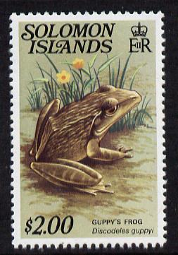 Solomon Islands 1979 Guppy's Frog $2 unmounted mint, from Reptiles def set, SG 402A, stamps on , stamps on  stamps on animals, stamps on  stamps on amphibians, stamps on  stamps on frogs