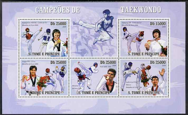 St Thomas & Prince Islands 2009 Taekwondo perf sheetlet containing 5 values unmounted mint, stamps on , stamps on  stamps on sport, stamps on  stamps on martial arts, stamps on  stamps on taekwondo