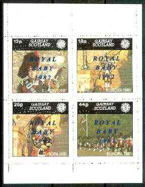 Gairsay 1982 Royal Baby overprint on 1981 Europa (Scottish Pipers) perf  set of 4 values (12p to 44p) unmounted mint, stamps on europa, stamps on music, stamps on militaria, stamps on bagpipes, stamps on william, stamps on scots, stamps on scotland