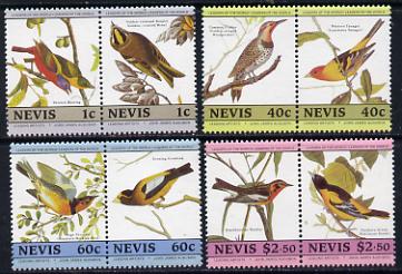 Nevis 1985 John Audubon Birds #2 (Leaders of the World) set of 8 unmounted mint SG 285-92, stamps on , stamps on  stamps on audubon, stamps on birds, stamps on woodpecker, stamps on tanager, stamps on warbler, stamps on oriole, stamps on mocking bird, stamps on  stamps on grosbeak, stamps on wren:bunting