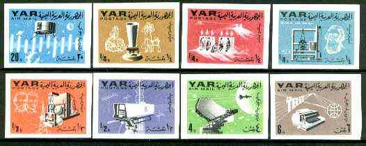 Yemen - Republic 1966 Telecommunications imperf set of 8 unmounted mint, as SG 359-66, Mi 451B-58B, stamps on communications, stamps on satellites, stamps on morse, stamps on telephone, stamps on radio, stamps on  tv , stamps on radar, stamps on telex, stamps on telegraph