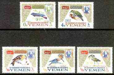 Yemen - Royalist 1965 Birds set of 5 unmounted mint, SG R72-76, stamps on , stamps on  stamps on birds, stamps on hoopoe, stamps on woodpecker, stamps on starling