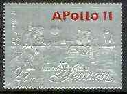Yemen - Royalist 1969 Apollo 11 Moon Landing 28b perf in silver foil, Mi 799A unmounted mint, stamps on space, stamps on moon