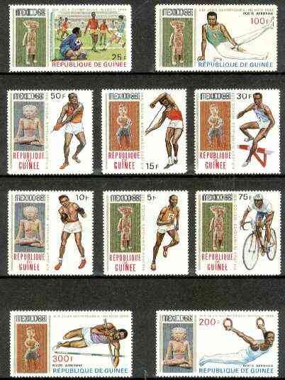 Guinea - Conakry 1969 Mexico Olympics complete set of 10 unmounted mint, SG 674-83, Mi 512-21*, stamps on , stamps on  stamps on olympics, stamps on sport