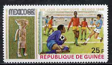 Guinea - Conakry 1969 Football 25f unmounted mint from Mexico Olympics set, SG 677, Mi 515*, stamps on , stamps on  stamps on football, stamps on  stamps on sport