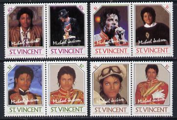 St Vincent 1985 Michael Jackson (Leaders of the World) set of 8 (SG 940-47) from the original printing, unmounted mint, stamps on , stamps on  stamps on music    personalities    pops