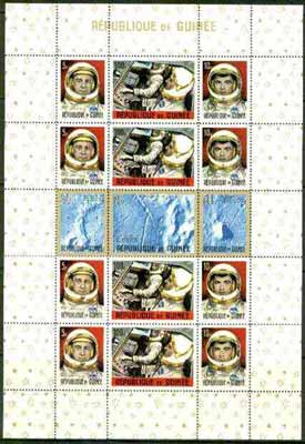 Guinea - Conakry 1965 Apollo Moon Project sheetlet of 15 unmounted mint, Mi BL 9A, stamps on space, stamps on apollo, stamps on moon