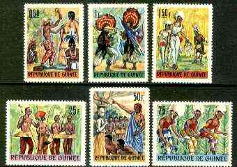 Guinea - Conakry 1966 National Ballet set of 6 unmounted mint, SG 561-66, Mi 396-401*, stamps on , stamps on  stamps on dancing, stamps on ballet